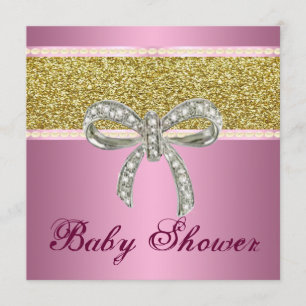 Invitation rose de baby shower d'arc de diamant de