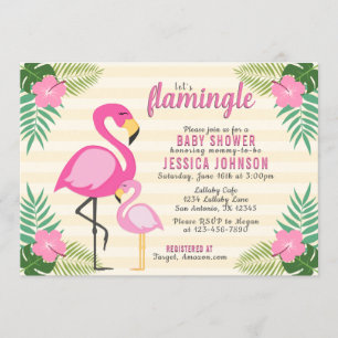 Invitation rose de baby shower de Flamant rose