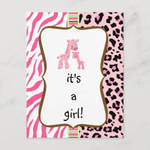invitation rose de baby shower de poster de animal