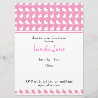 invitation rose de baby shower de rangée de canard