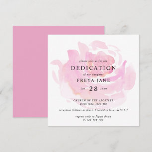 Invitation Rose de bébé Dedication Carré