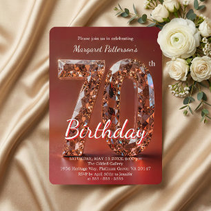 Invitation Rose de Bourgogne Glamour Or Diamant 70e Anniversa