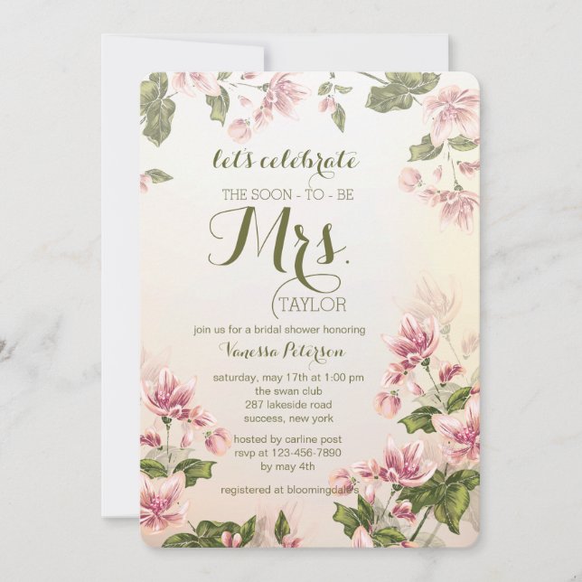 Invitation rose de cornouillers (Devant)