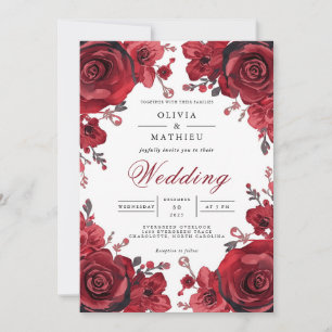 Invitation Rose de Crimson Mariage d'arche romantique