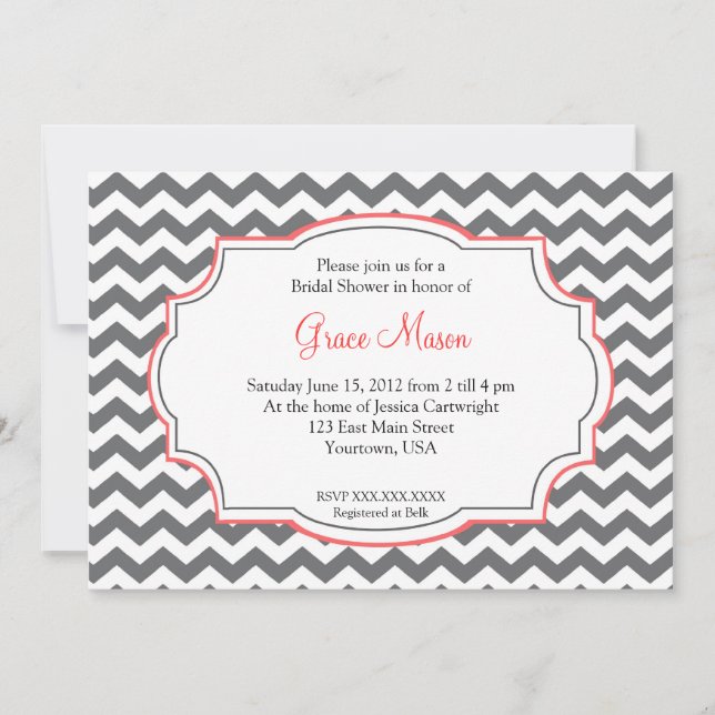 Invitation rose de douche de Chevron (Devant)
