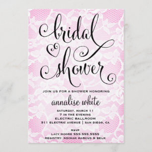 Invitation rose de douche de dentelle de 311 Fêtes