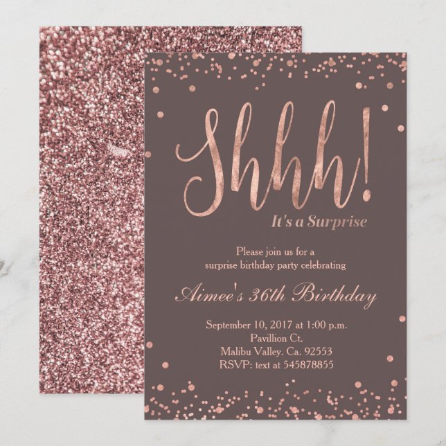 Invitation rose de fête d'anniversaire de (Devant / Derrière)