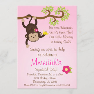 Invitation rose de fête d'anniversaire de filles