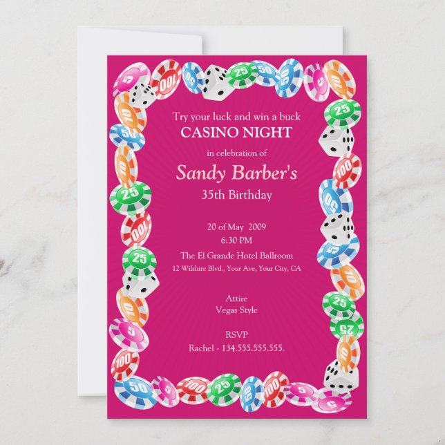 Invitation rose de fête d'anniversaire de nuit de (Devant)