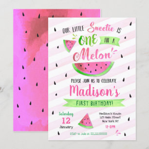 Invitation rose de fête d'anniversaire de pastèque