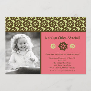 invitation rose de fête d'anniversaire de photo de