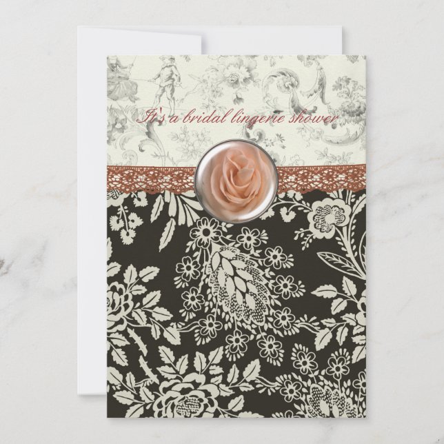 Invitation rose de Fête de la mariée de dentelle (Devant)