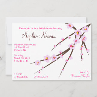 Invitation rose de Fête de la mariée de fleurs de
