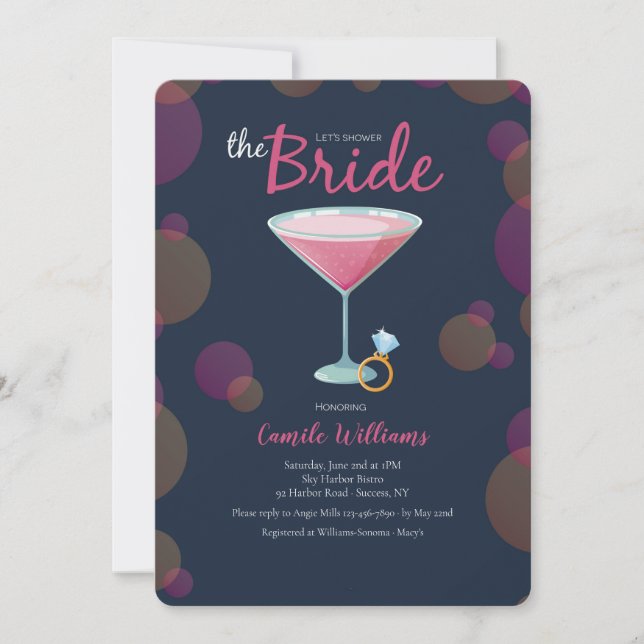 Invitation rose de Fête de la mariée de Martini (Devant)
