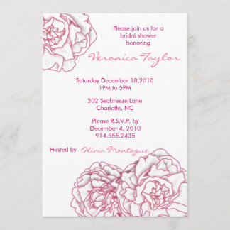 Invitation rose de Fête de la mariée de pivoine