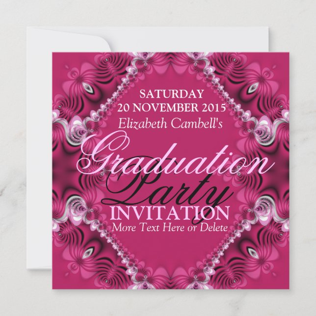 Invitation rose de fête de remise des diplômes de (Devant)
