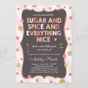 Invitation Rose de fille d'invitation de baby shower de sucre