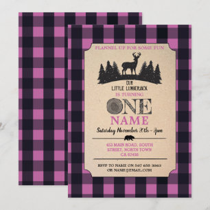 Invitation rose de flanelle de l'anniversaire UN