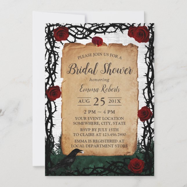 Invitation Rose de forêt d'Imaginaire et Fête des mariées d'é (Devant)