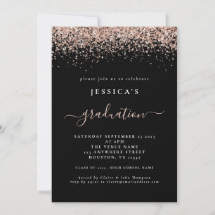 Invitation rose de graduation 2024 Parties scintillant d'or n