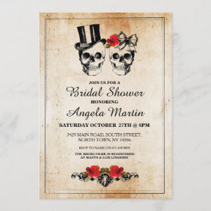 Invitation rose de Halloween de crâne de partie de