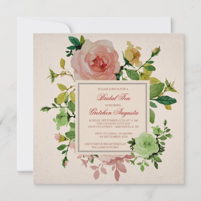 Invitation Rose de jardin (Devant)