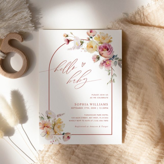 Invitation Rose de jardin | Baby shower Boho (Créateur téléchargé)