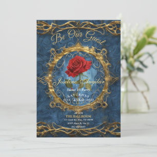 Invitation Rose de la Belle et la Bête personnalisable photo