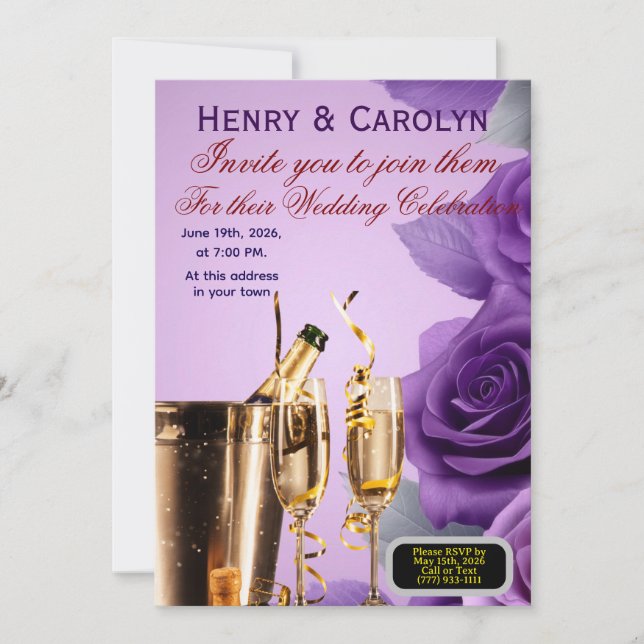 Invitation Rose de la fête (Devant)