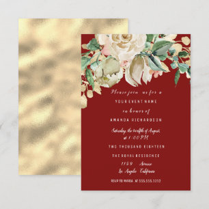 Invitation Rose de la Fête des mariées peint Floral Bourgogne