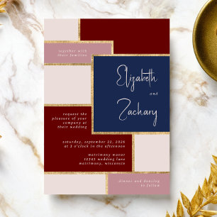 Invitation Rose de la marine moderne Dusty Burgundy Blush Mar
