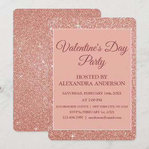 Invitation Rose de la Saint Valentin Gold Sparkle & Parties s