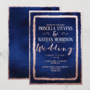 Invitation Rose de luxe  Gold Parties scintillant Dust Navy B