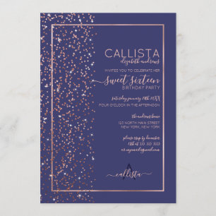 Invitation Rose de marine Parties scintillant d'or Confetti c