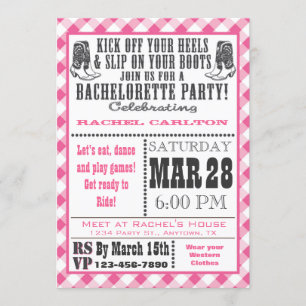 Invitation rose de partie de Bachelorette de