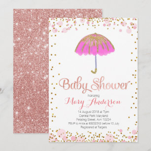 Invitation ROSE de parties scintillantes d'or d'invitation de
