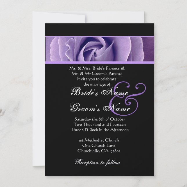 Invitation Rose de pourpre d'iris et mariage d'arrière - plan (Devant)
