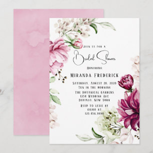 Invitation Rose de poussière et Fête des mariées Peony rose p