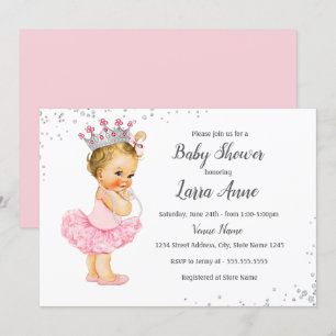 Invitation rose de princesse baby shower