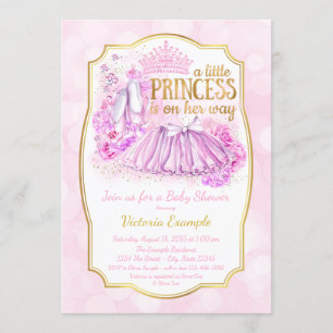 Invitation rose de princesse baby shower de