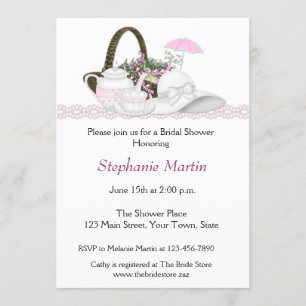 Invitation Rose de thé de Fête de la mariée