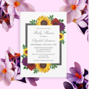 Invitation Rose de tournesol Baby shower floral d'automne