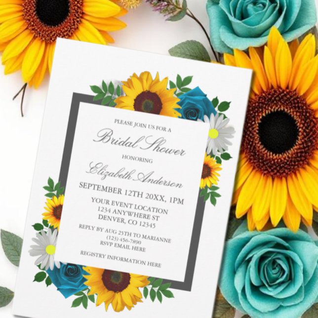 Invitation Rose de tournesol Daisy Fête des mariées florale (Créateur téléchargé)