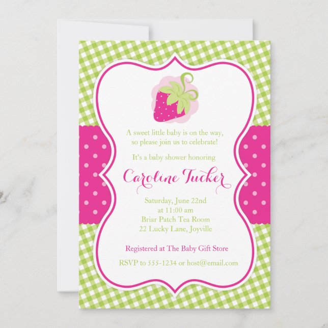 Invitation rose de très bon goût de baby shower de (Devant)