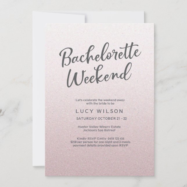 Invitation rose de week-end de Bachelorette de (Devant)