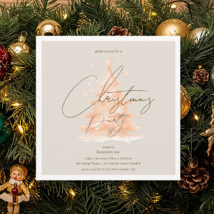 Invitation Rose d'entreprise Gold Christmas Tree Fête de Noël