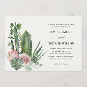 INVITATION ROSE DÉSERT FLORAL CACTI FAUNA MARIAGE D'EAU