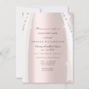 Invitation Rose d'étincelle de robe blanche nuptiale diamant 