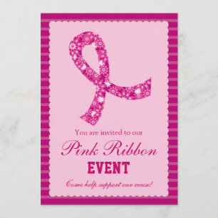 Invitation rose d'événement de cancer du sein de