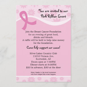Invitation rose d'événement de cancer du sein de